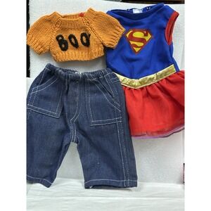 Halloween Baby Doll Outfits Lot Of 2 Boo And Pants Superwomen Dress 9.5 -10.5 In